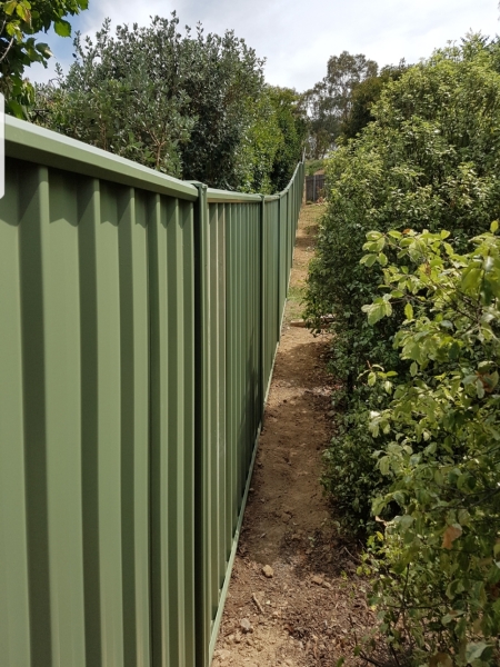 Raked colorbond fence 1